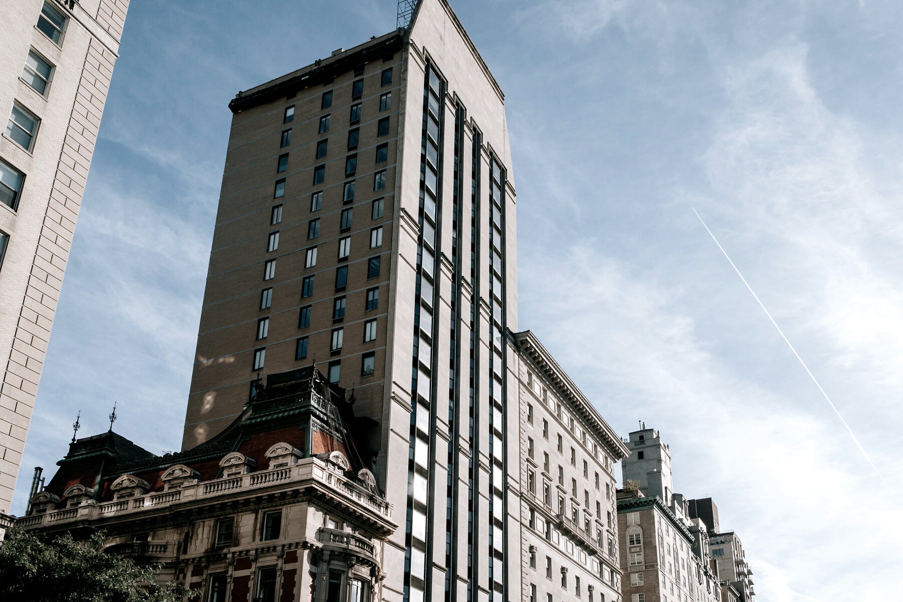 City street with modern and classic buildings